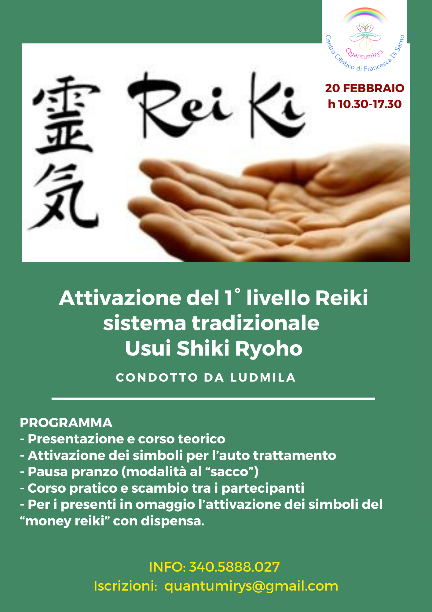 Attivazione del 1° livello Reiki sistema tradizionale Usui Shiki Ryoho.